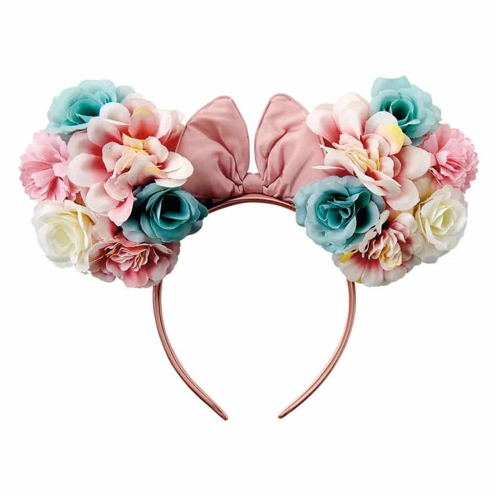 Disney Floral Mouse Ears Headband with Pink and Blue Flowers